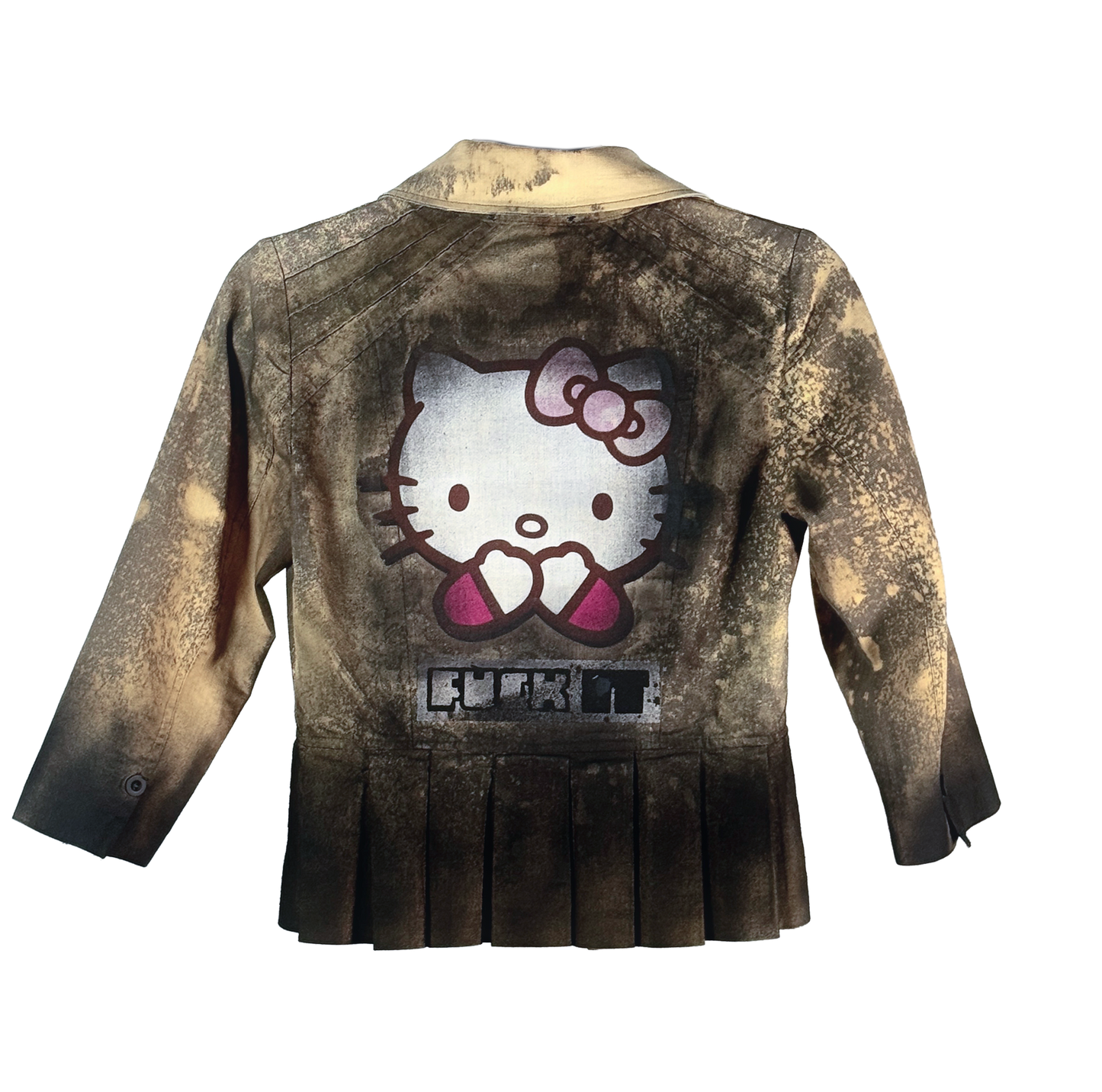 Hey Kitty Bleach Washed and Painted  Blazer
