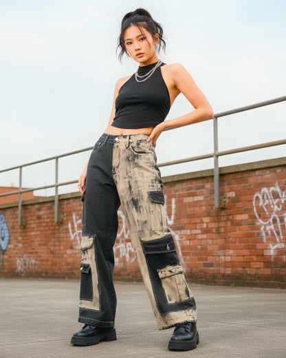 Mirror Effect Cargo Pants