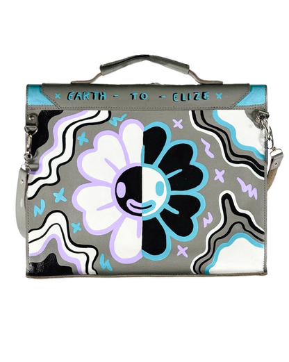 Space Cadet "Good Vibes" Hand-Painted Leather Satchel