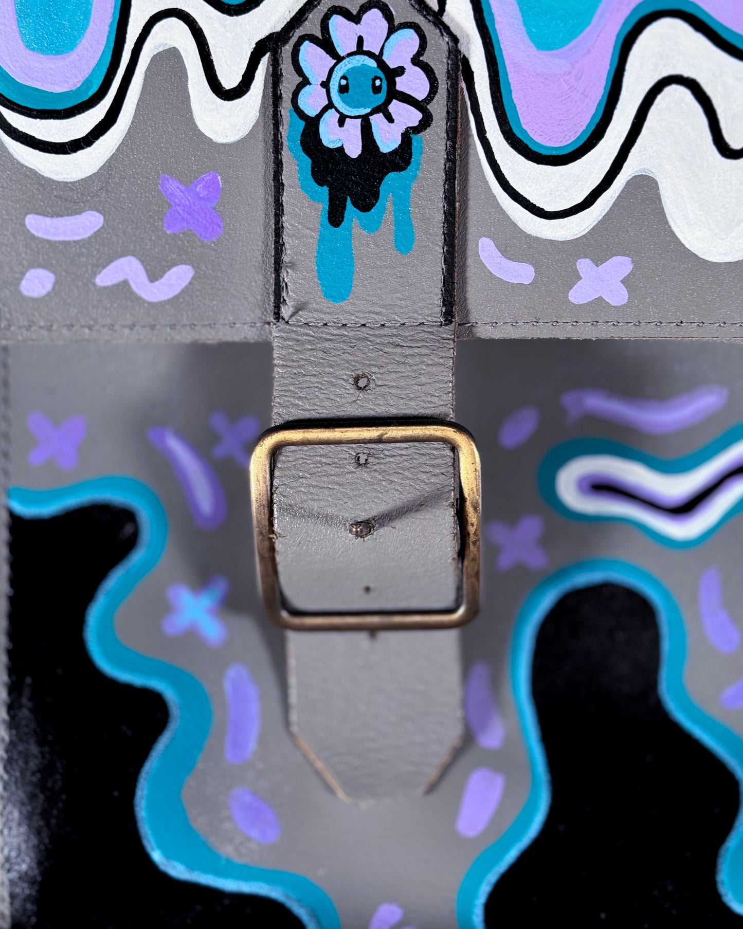 Space Cadet "Good Vibes" Hand-Painted Leather Satchel